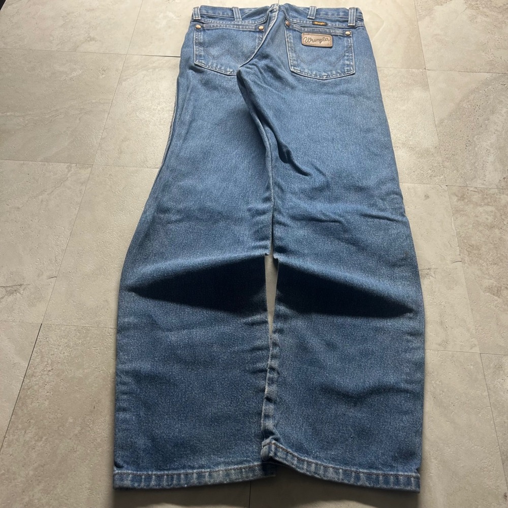 Wrangler Jeans Blue Mens 30x30 Straight Leg Distressed Workwear Denim 13MWZ